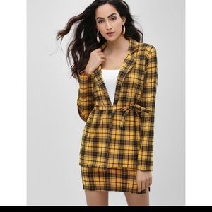 Lusula plaid longline blazer